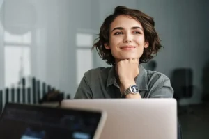 woman on computer